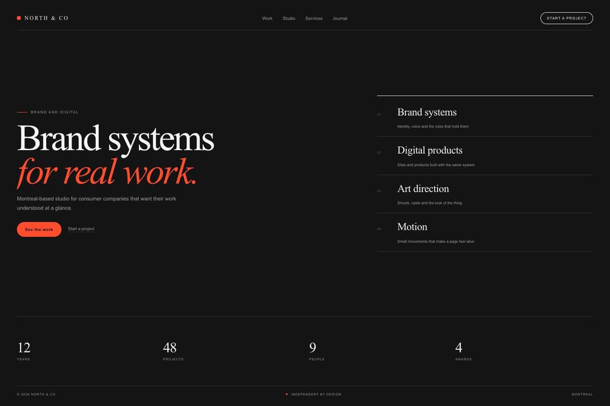 North & Co — full page preview