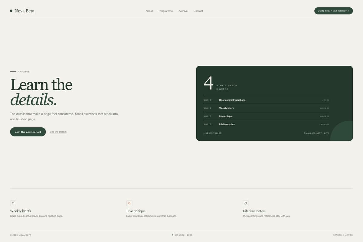 Nova Beta — full page preview