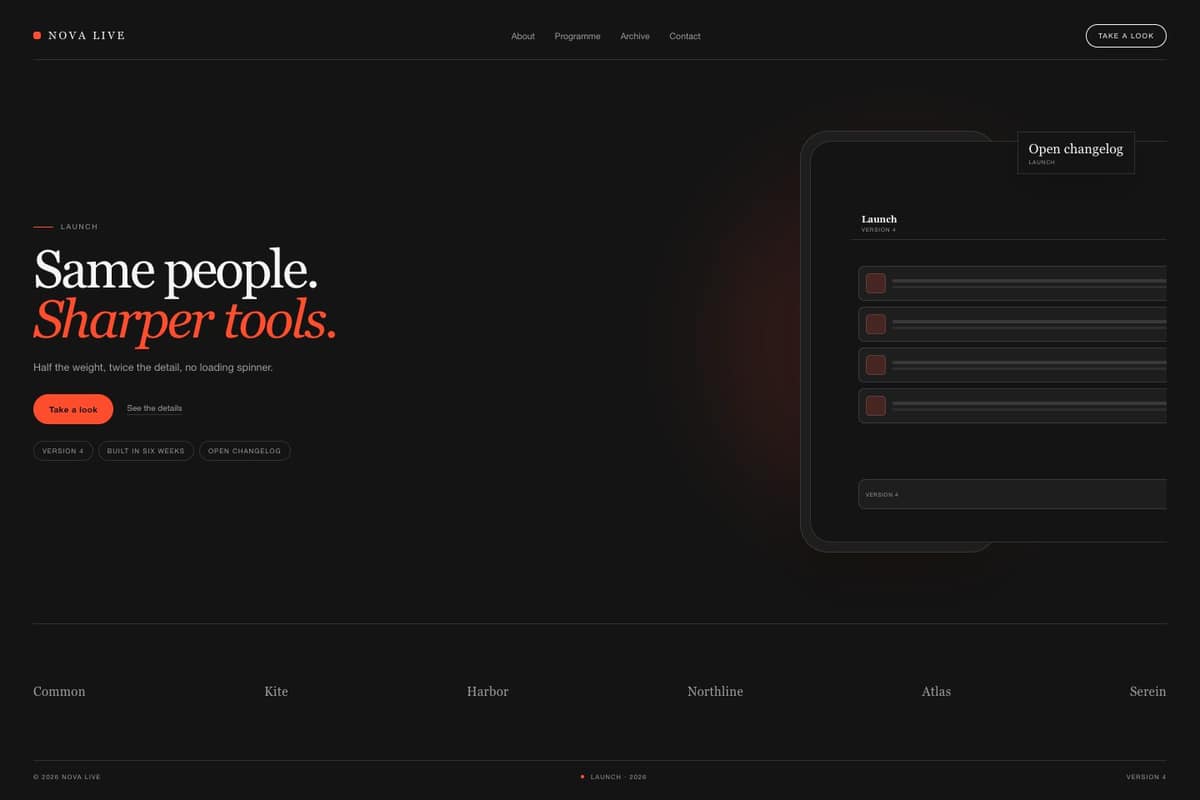 Nova Live — full page preview