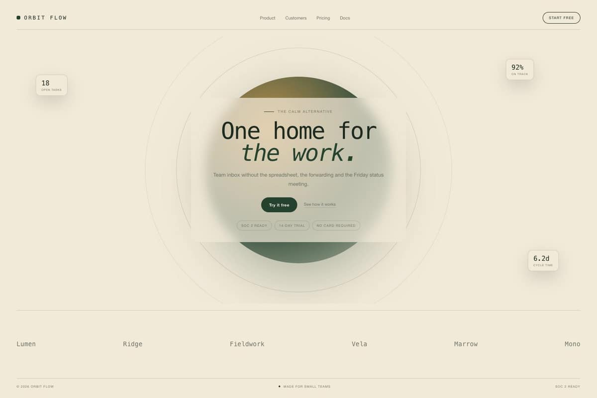 Orbit Flow — full page preview