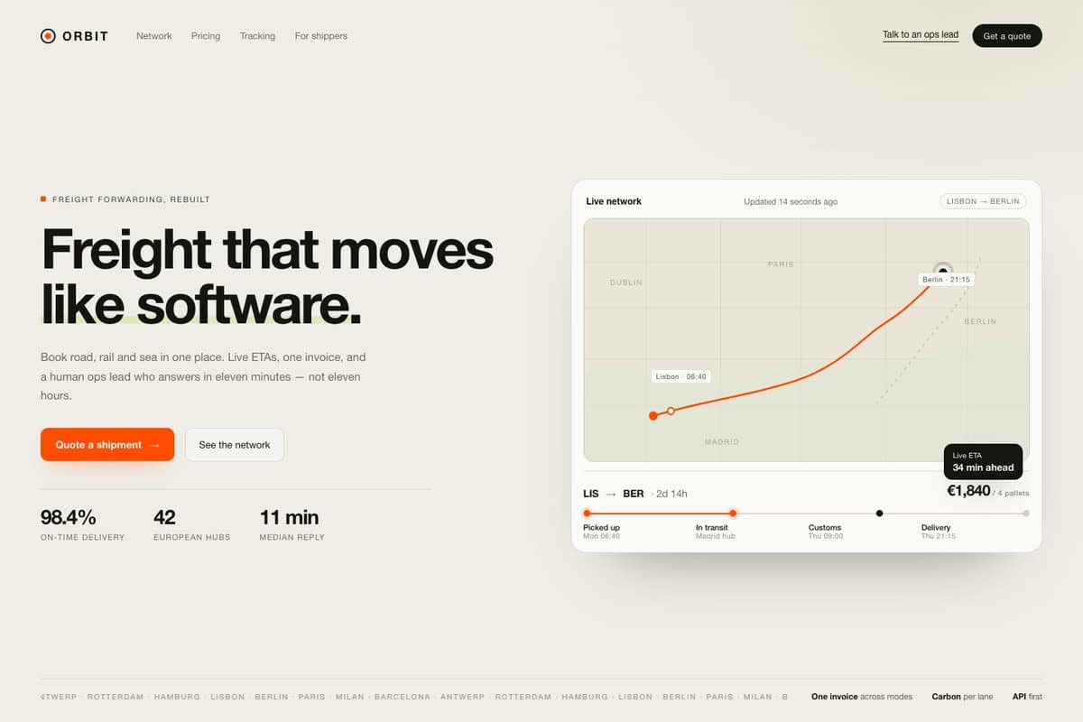 Orbit Freight — full page preview