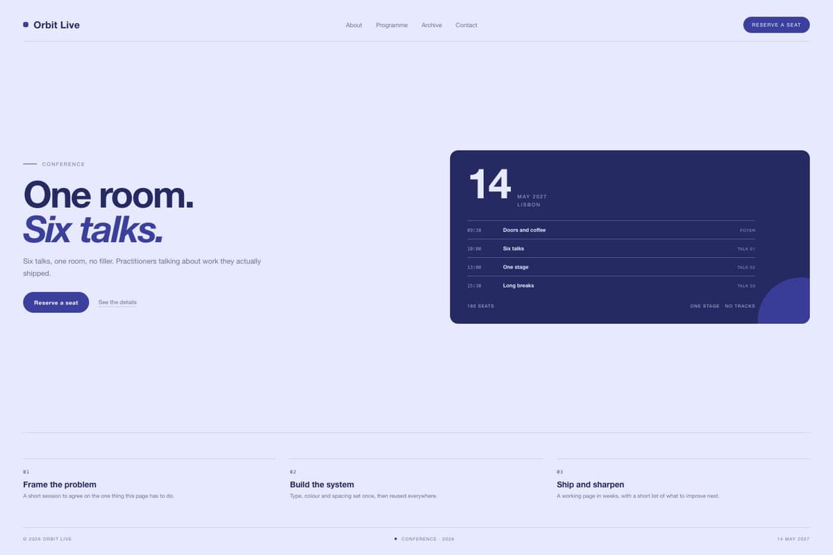 Orbit Live — full page preview
