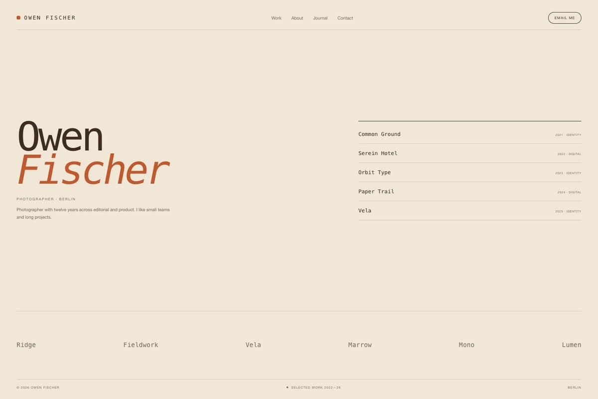 Owen Fischer — full page preview
