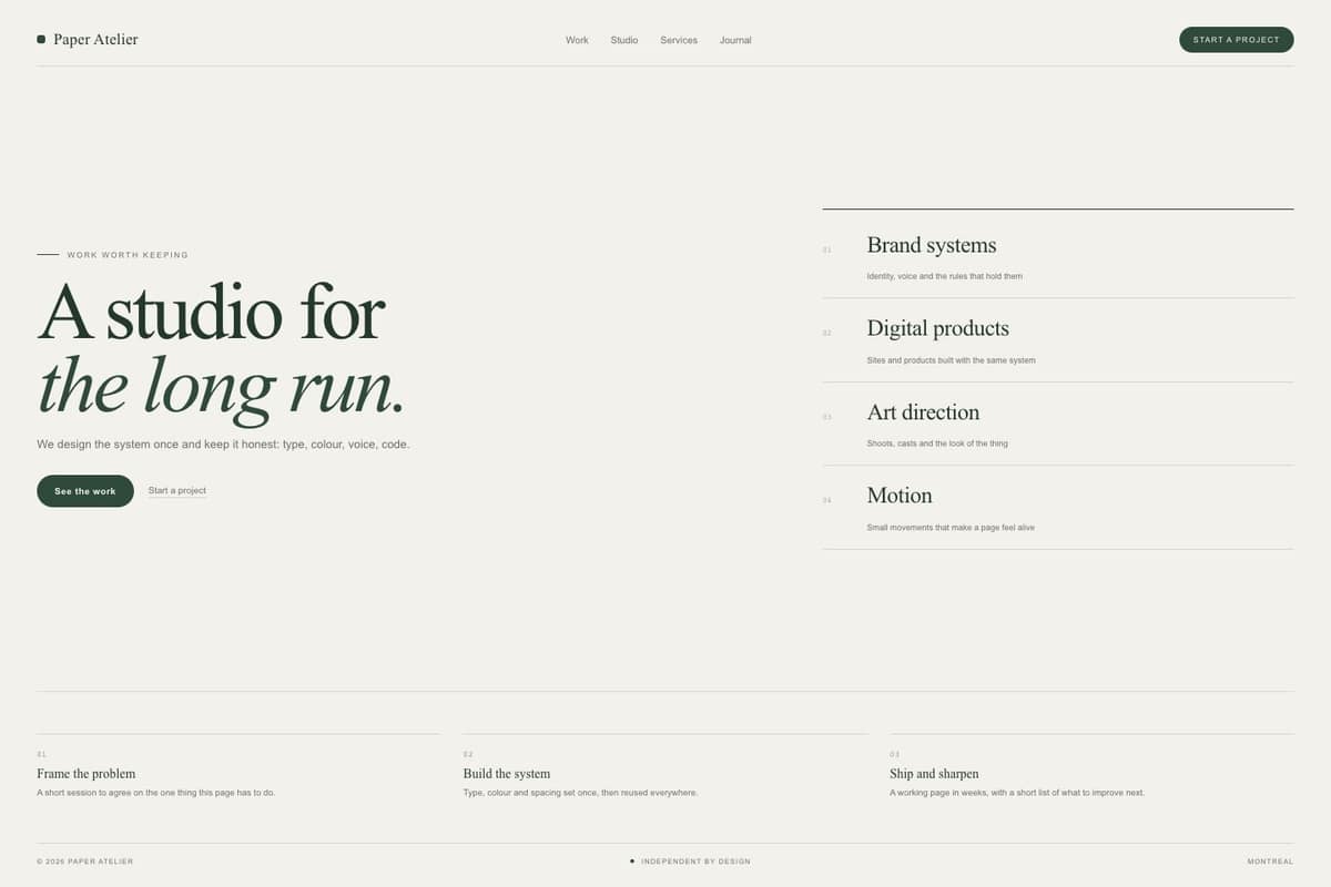 Paper Atelier — full page preview