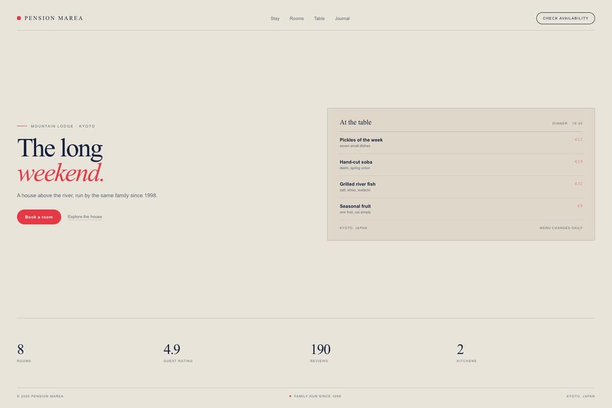 Pension Marea — full page preview