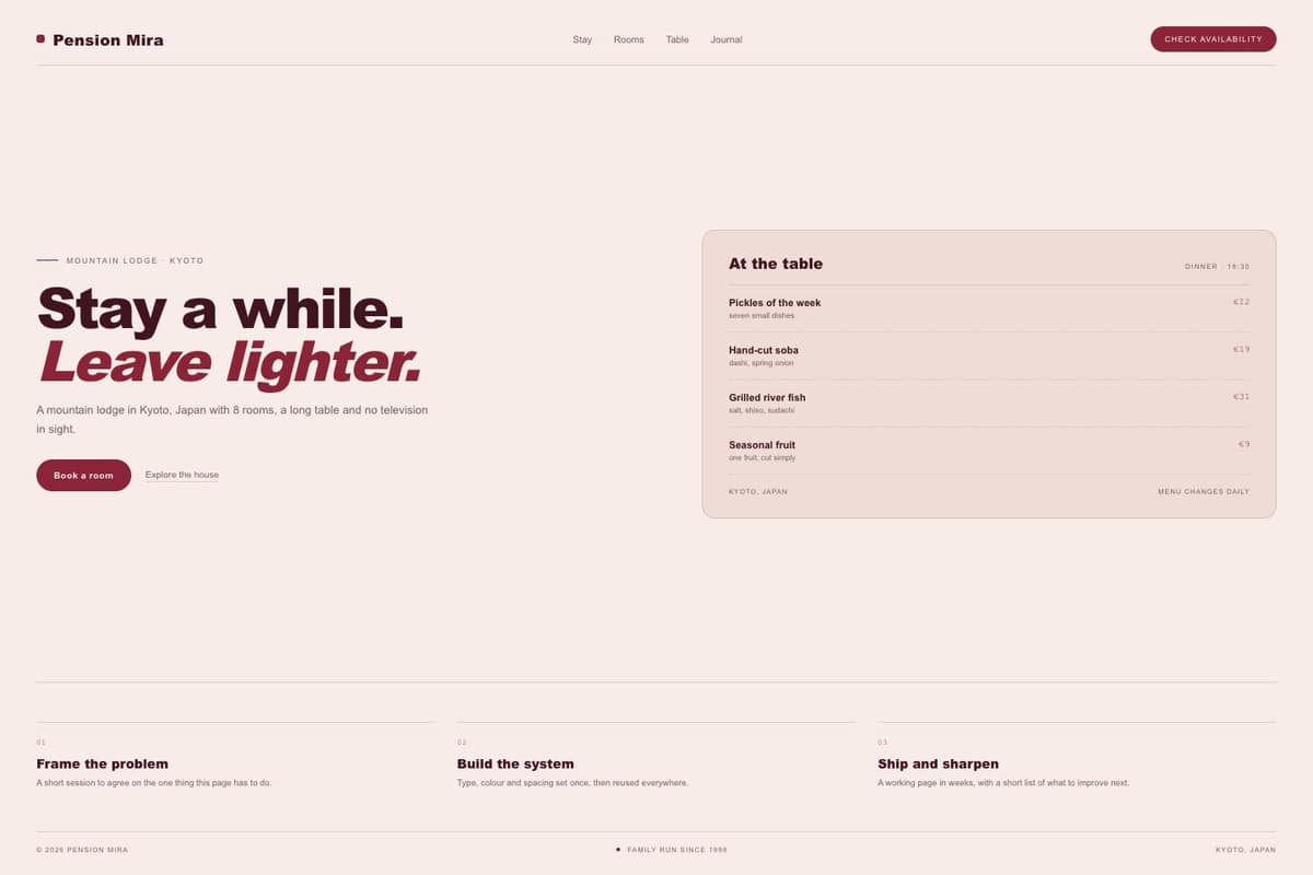 Pension Mira — full page preview