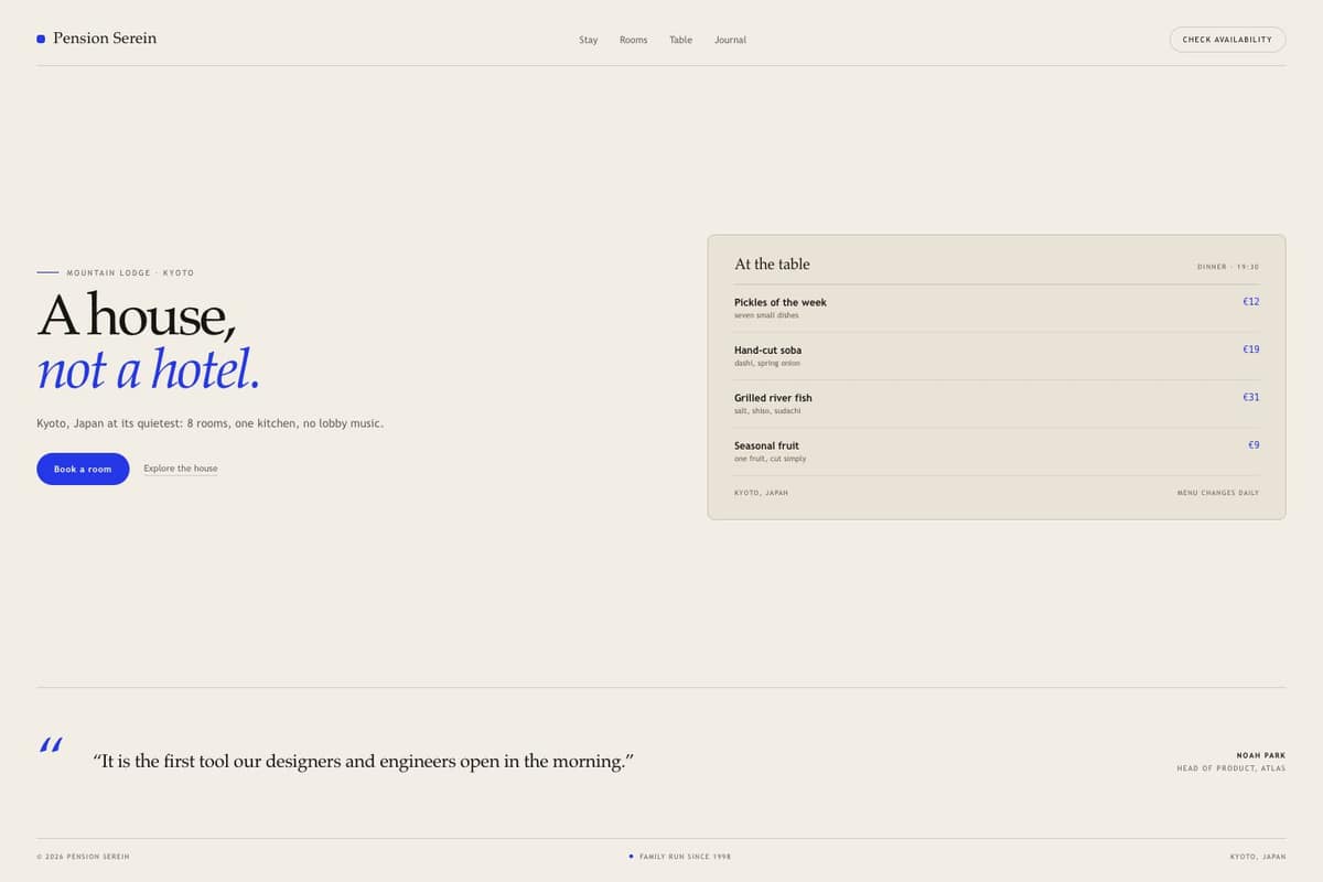 Pension Serein — full page preview