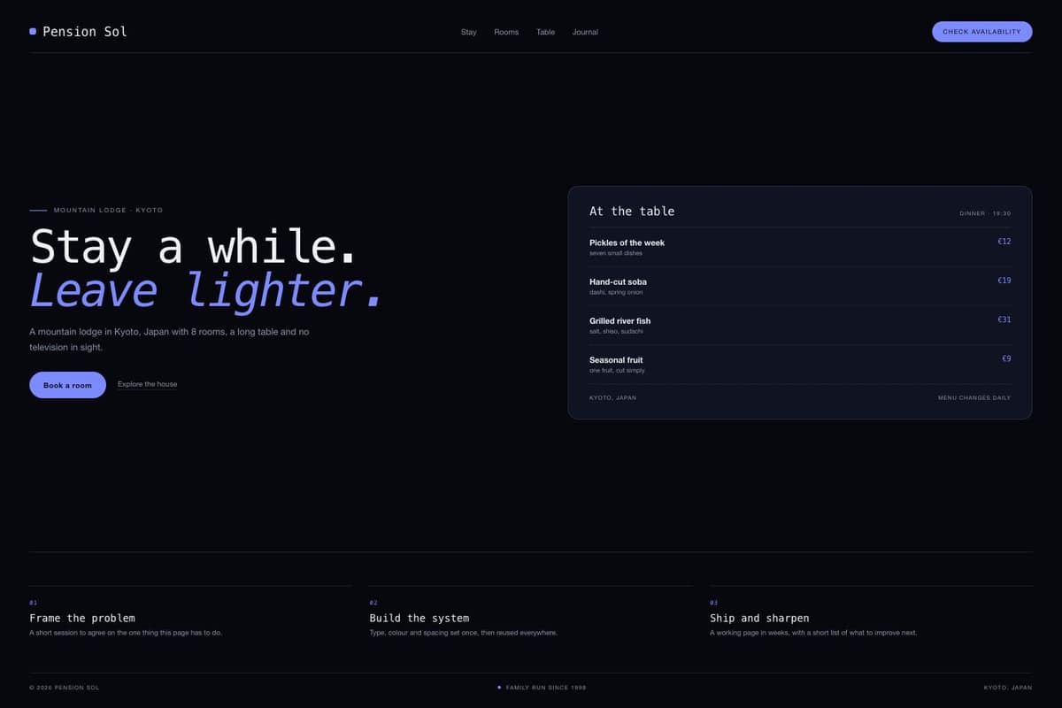 Pension Sol — full page preview