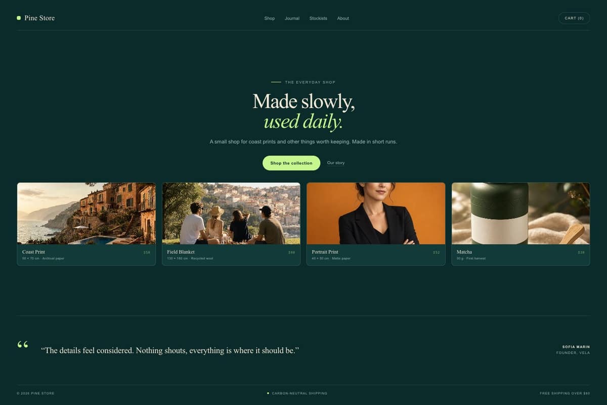 Pine Store — full page preview