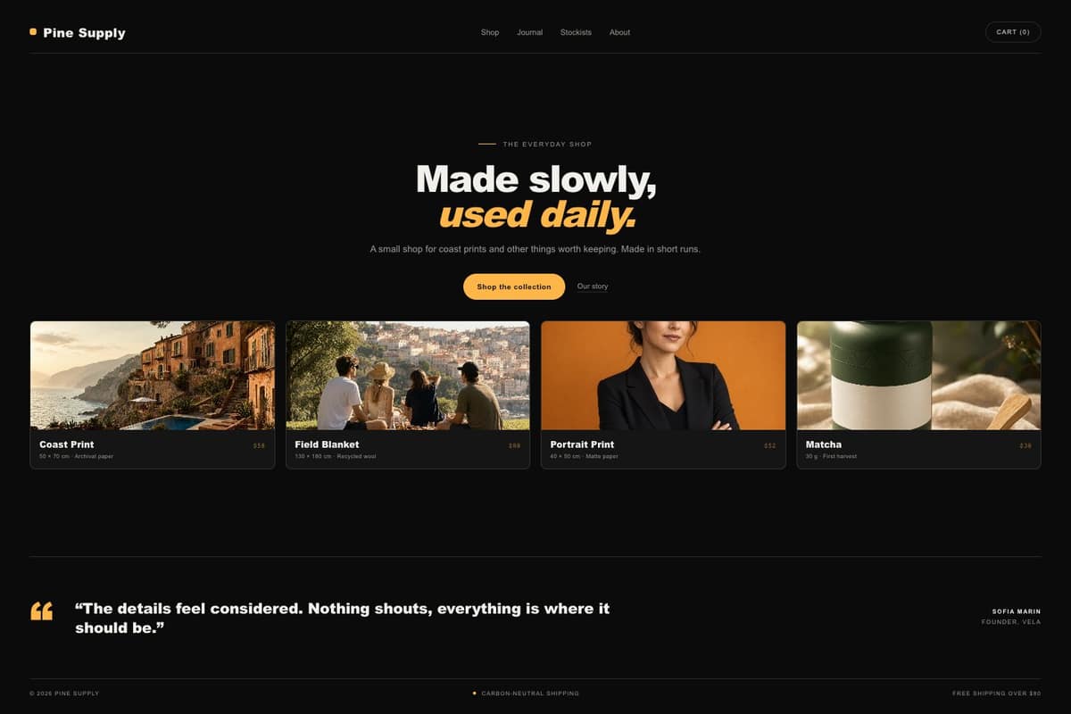 Pine Supply — full page preview