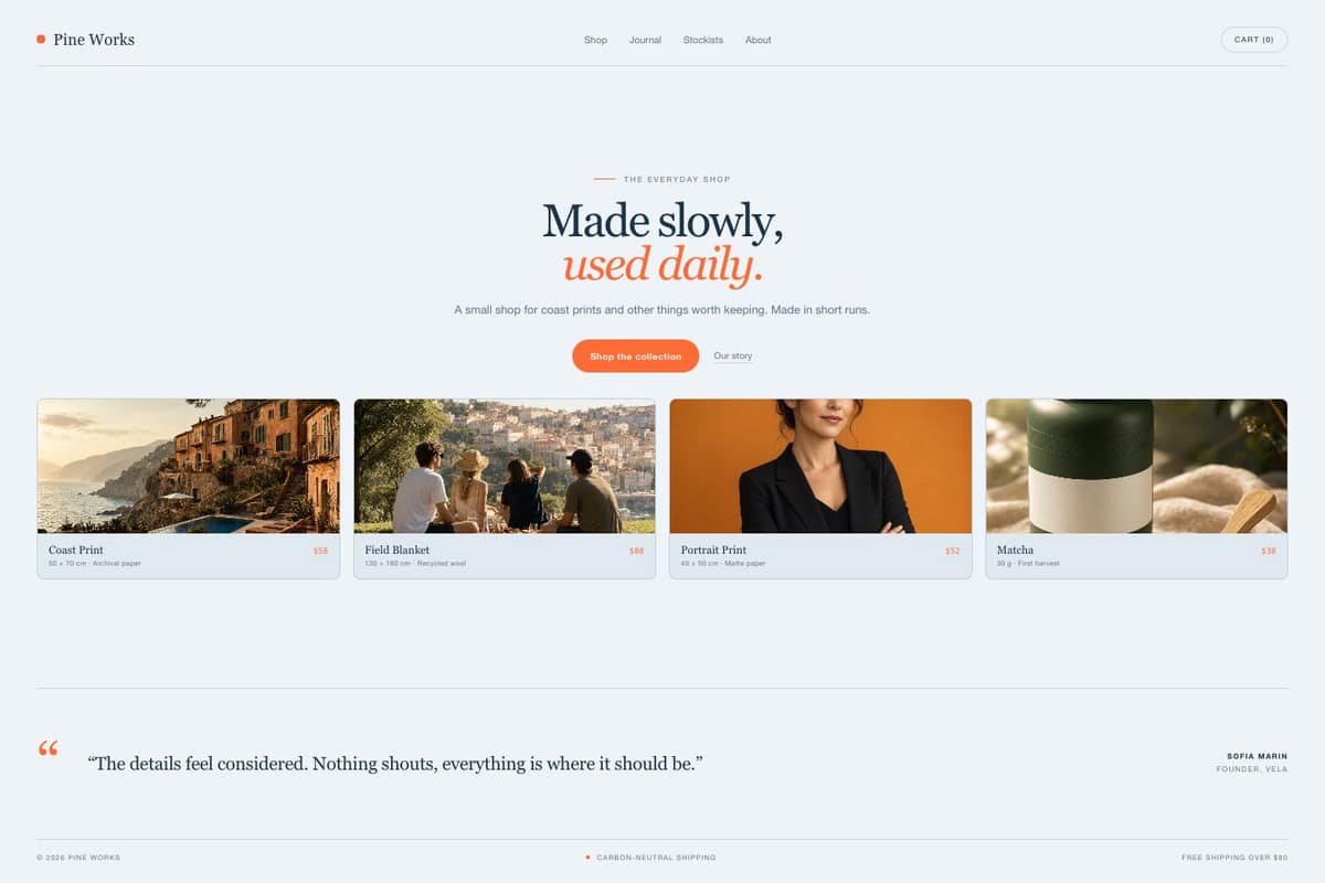 Pine Works — full page preview