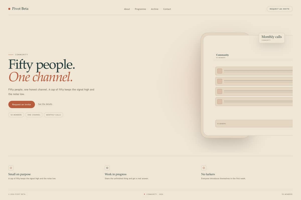 Pivot Beta — full page preview