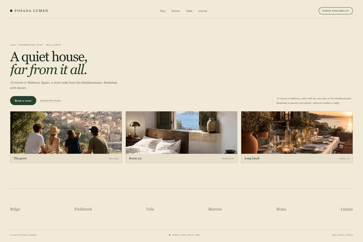 Posada Lumen — full page preview