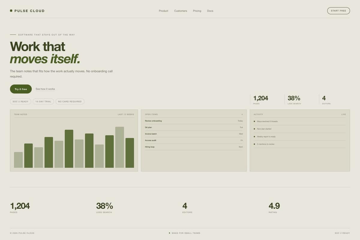 Pulse Cloud — full page preview