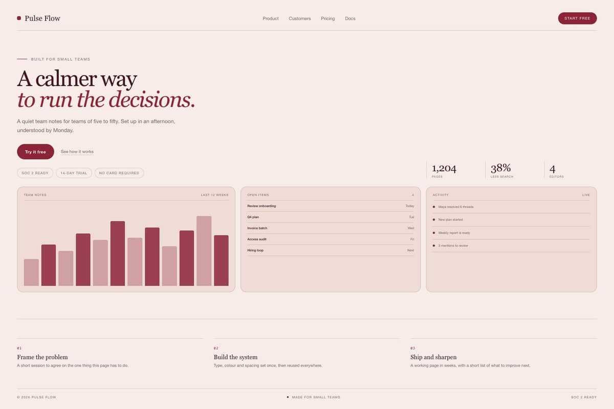 Pulse Flow — full page preview