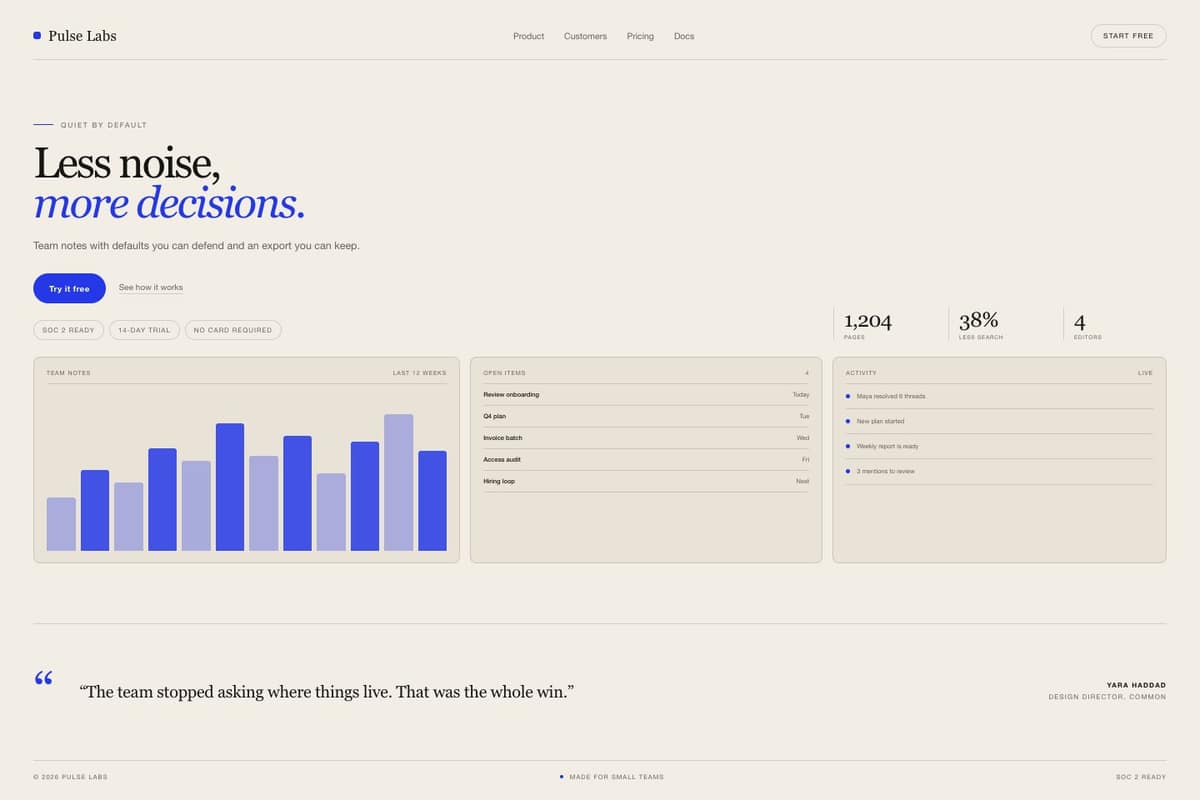 Pulse Labs — full page preview