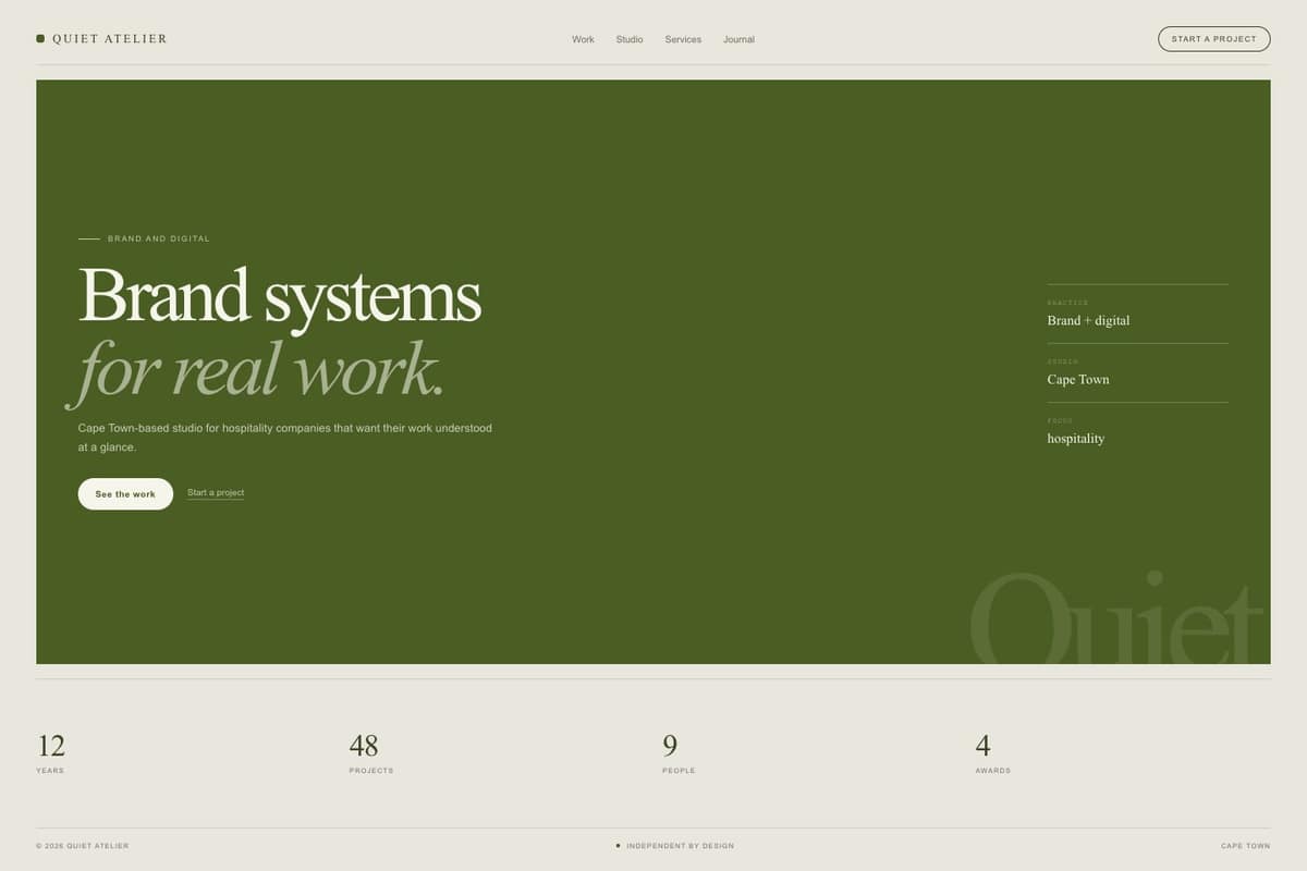 Quiet Atelier — full page preview