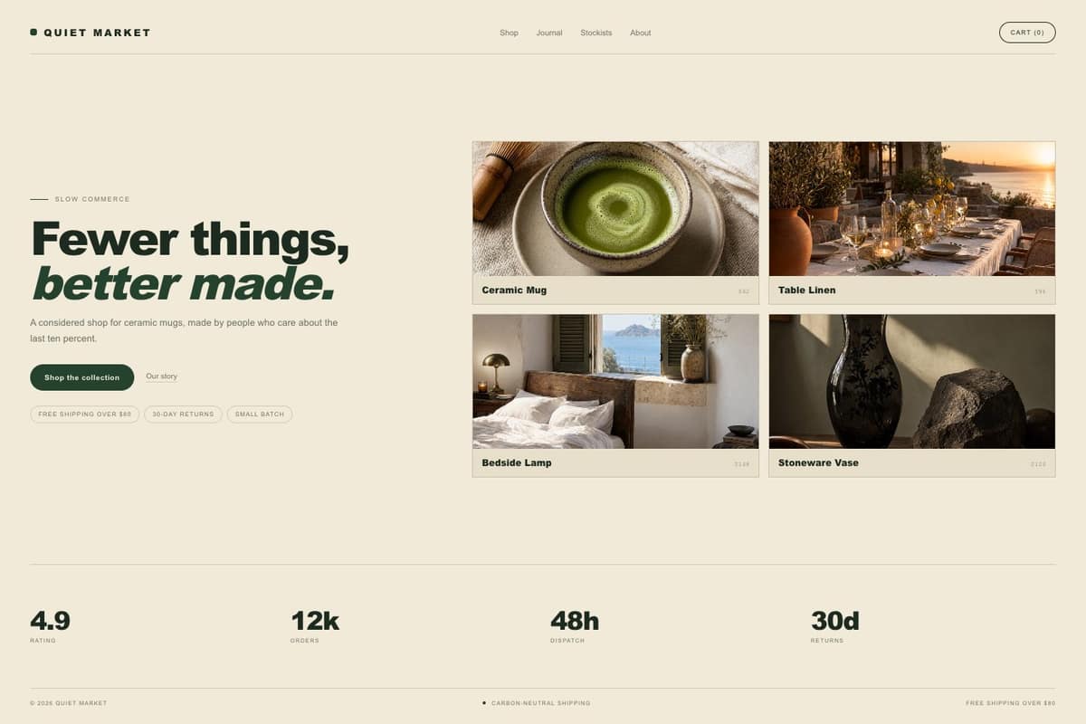 Quiet Market — full page preview