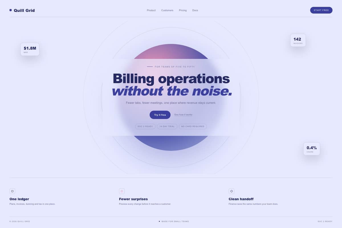 Quill Grid — full page preview