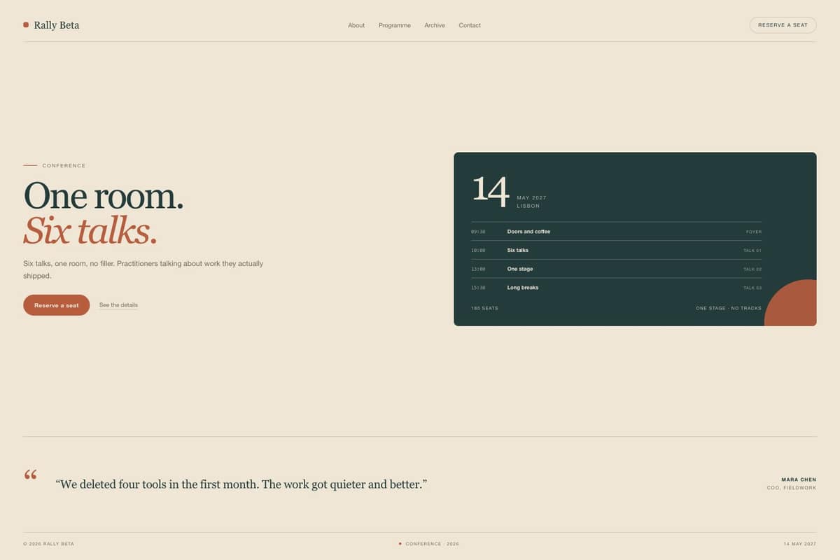 Rally Beta — full page preview