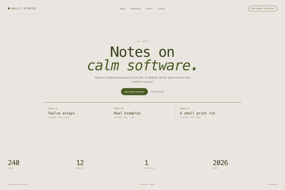 Rally Studio — full page preview