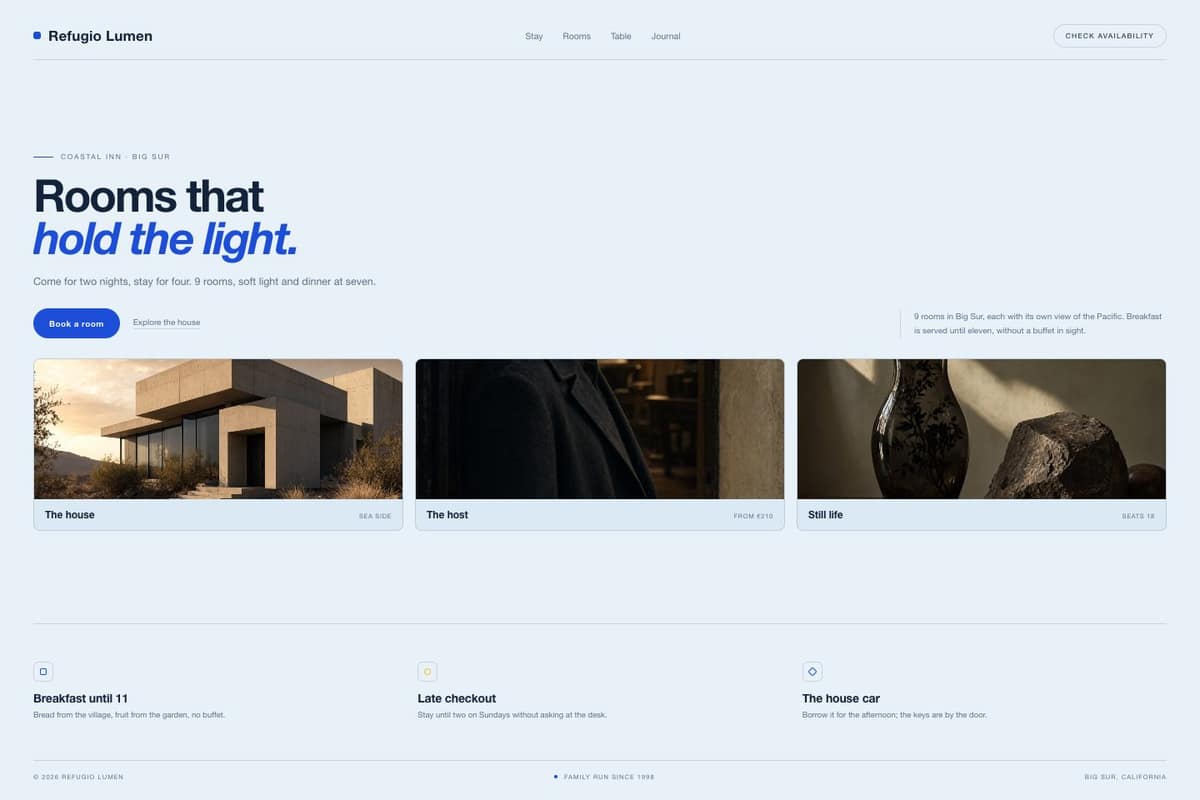 Refugio Lumen — full page preview