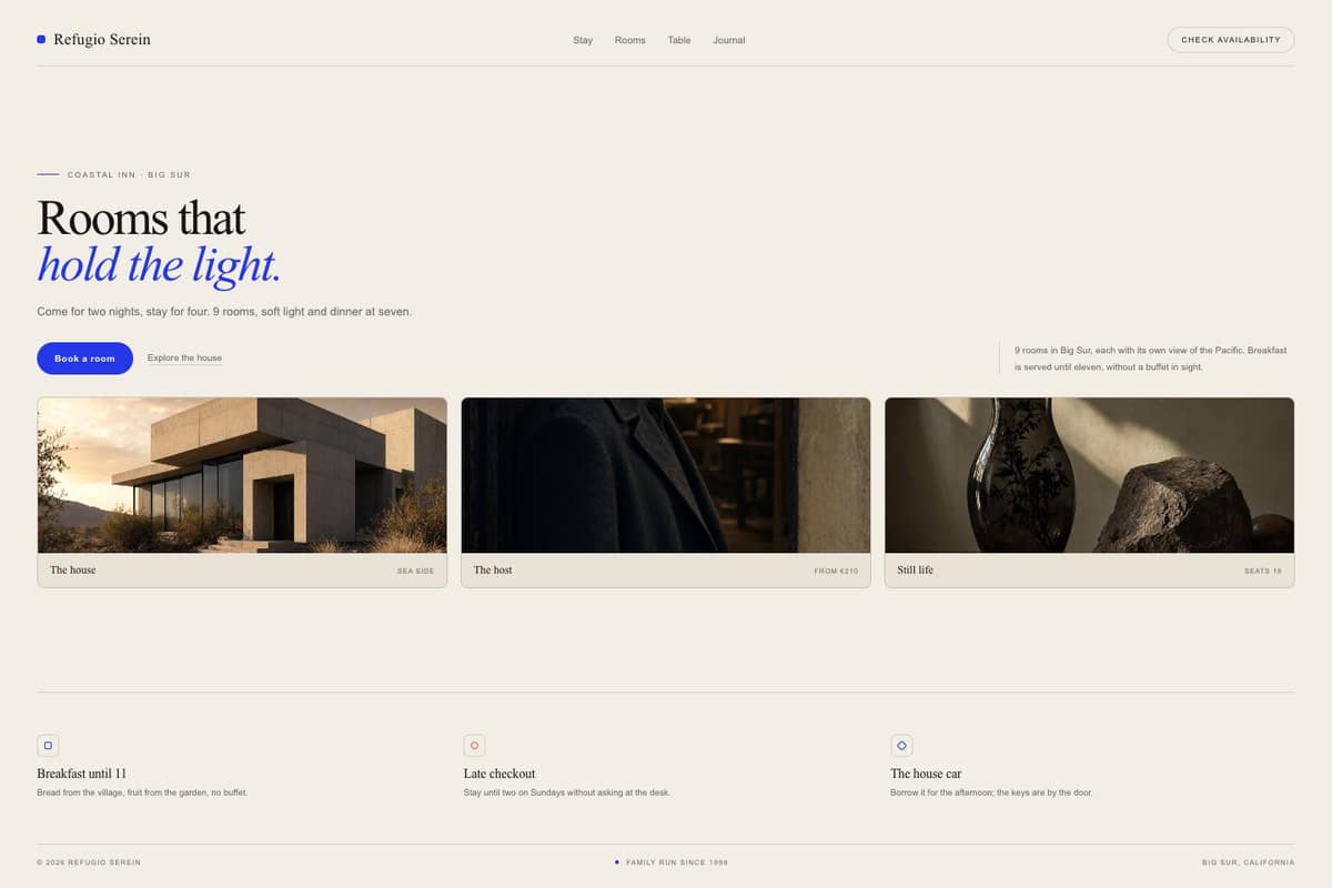 Refugio Serein — full page preview