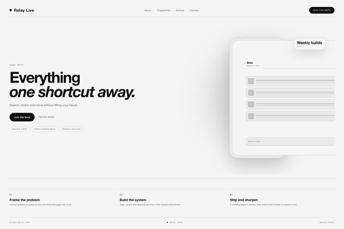 Relay Live — full page preview