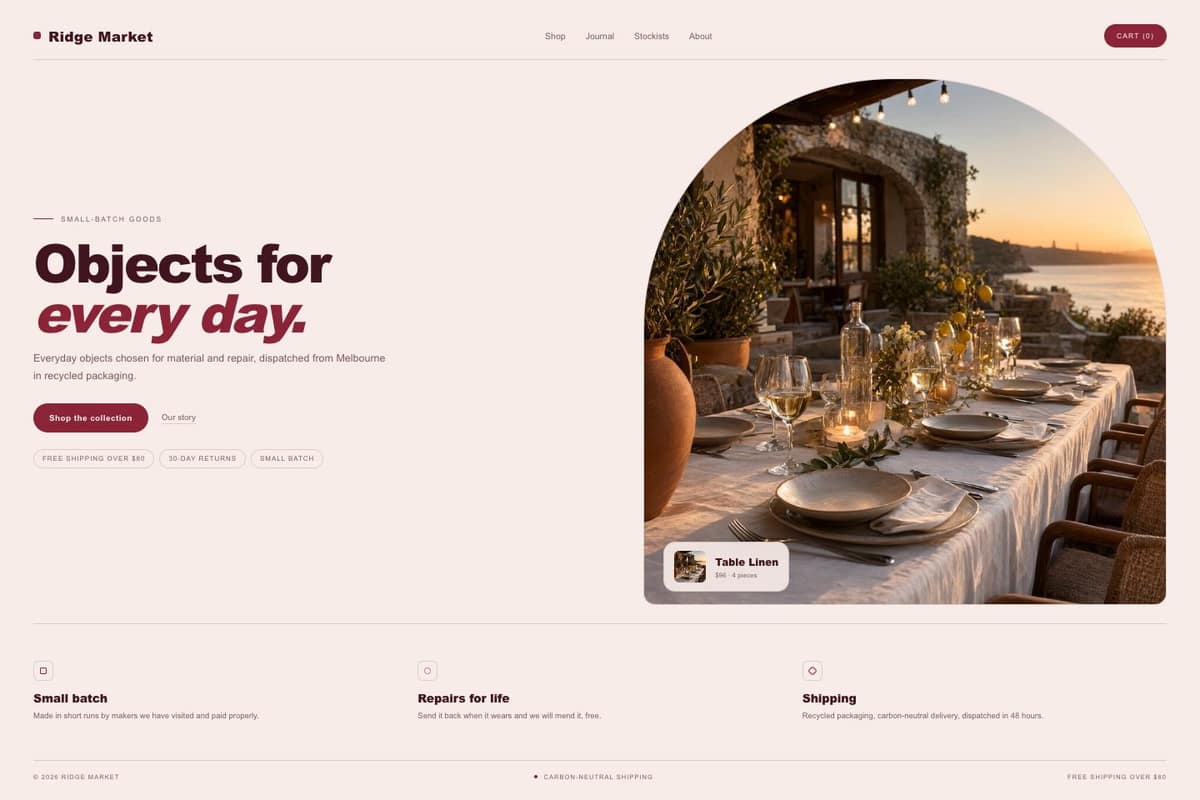 Ridge Market — full page preview