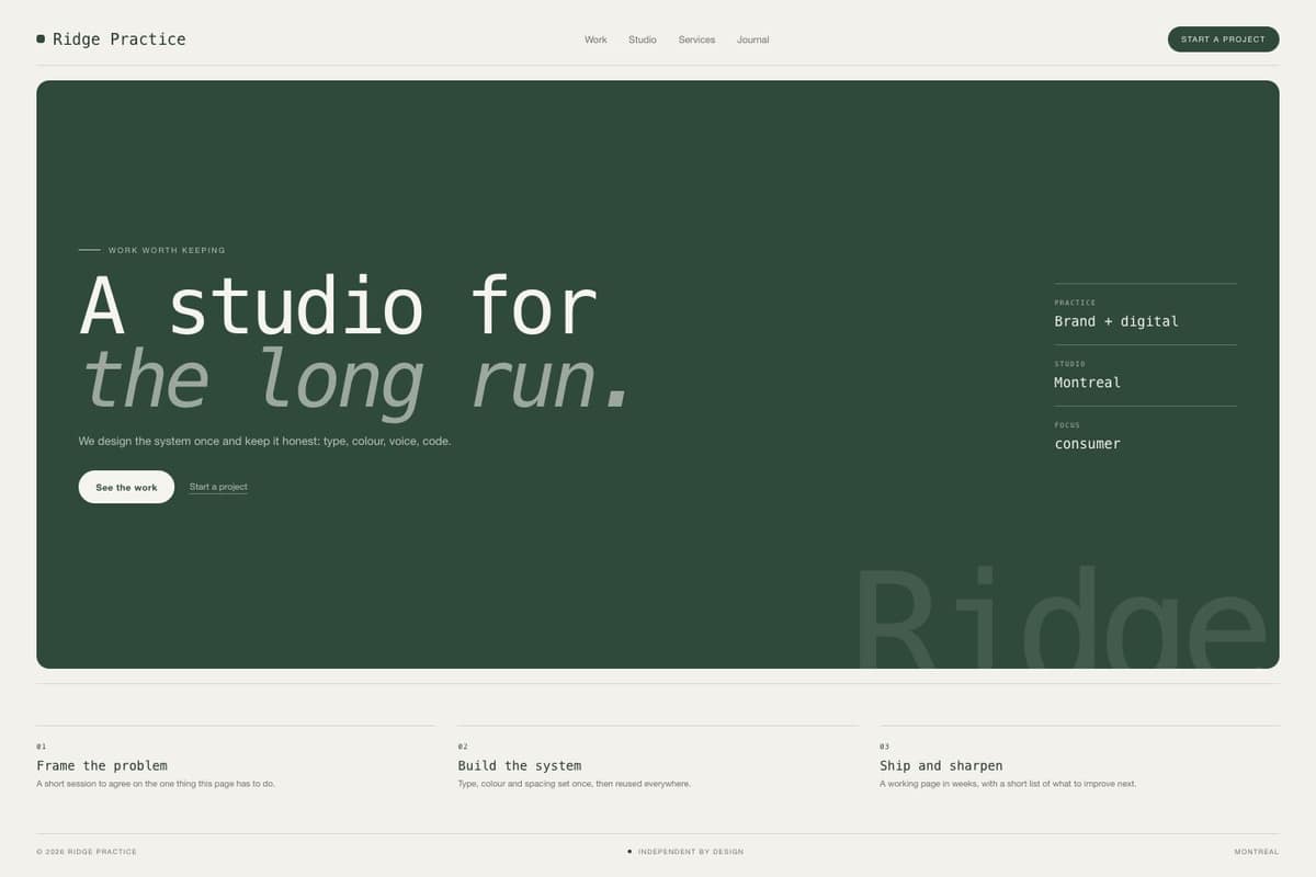 Ridge Practice — full page preview