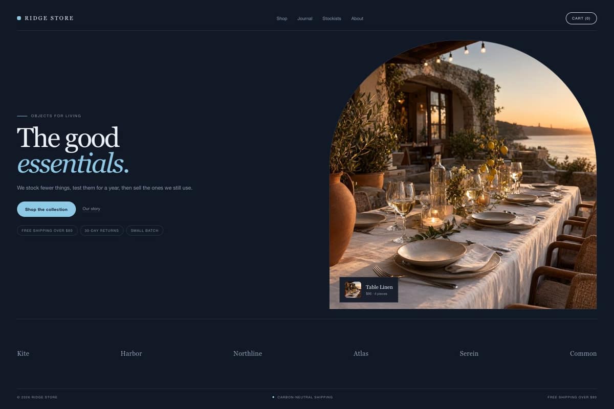 Ridge Store — full page preview