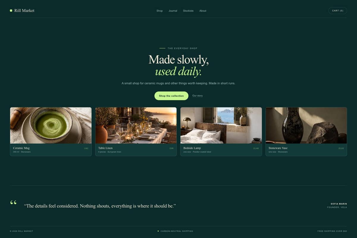 Rill Market — full page preview