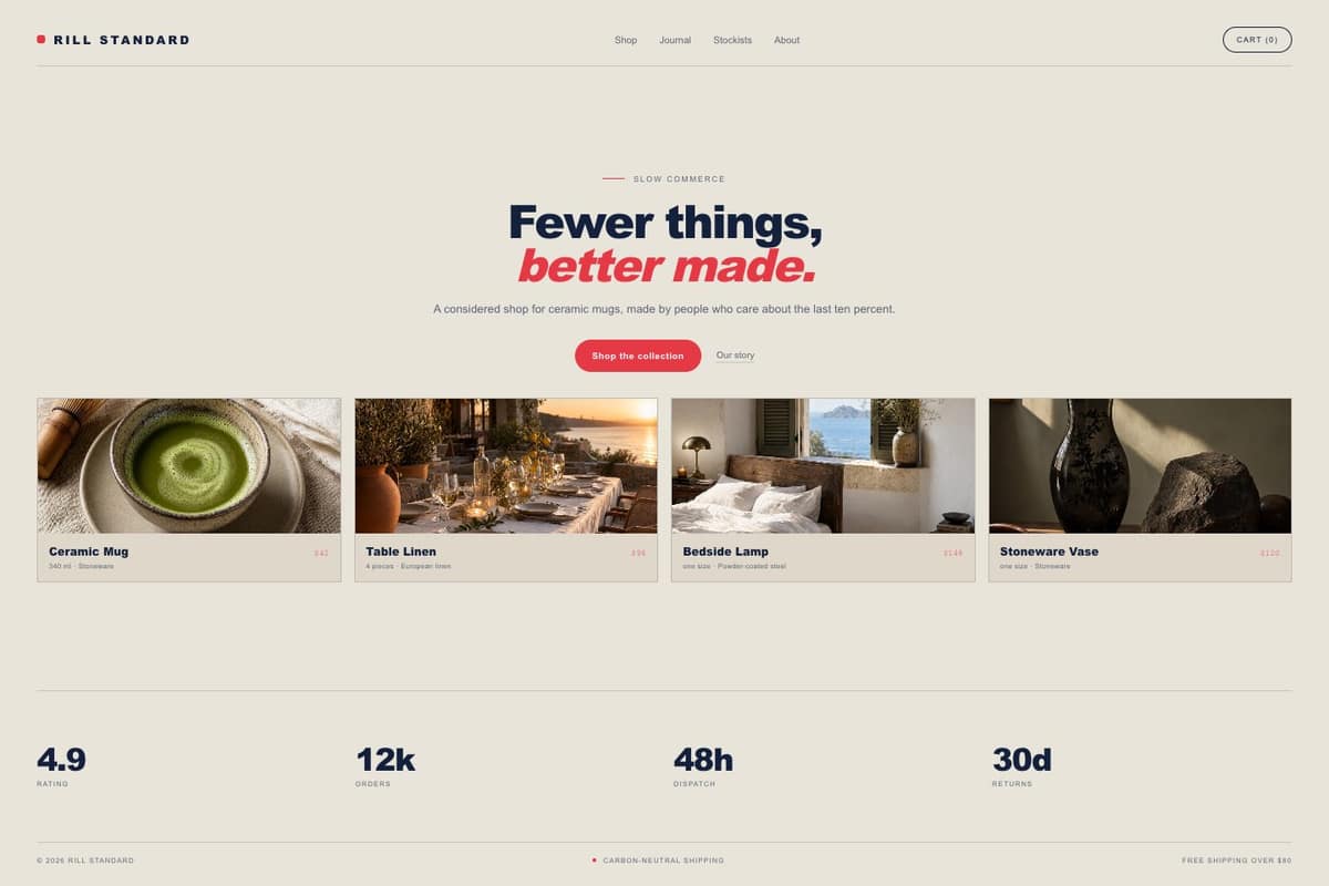 Rill Standard — full page preview
