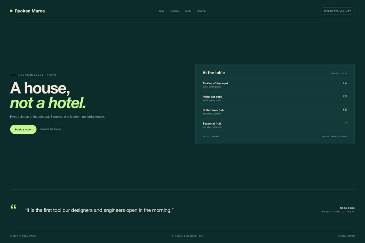 Ryokan Marea — full page preview