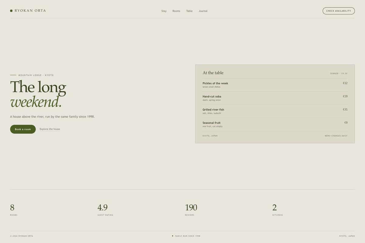 Ryokan Orta — full page preview