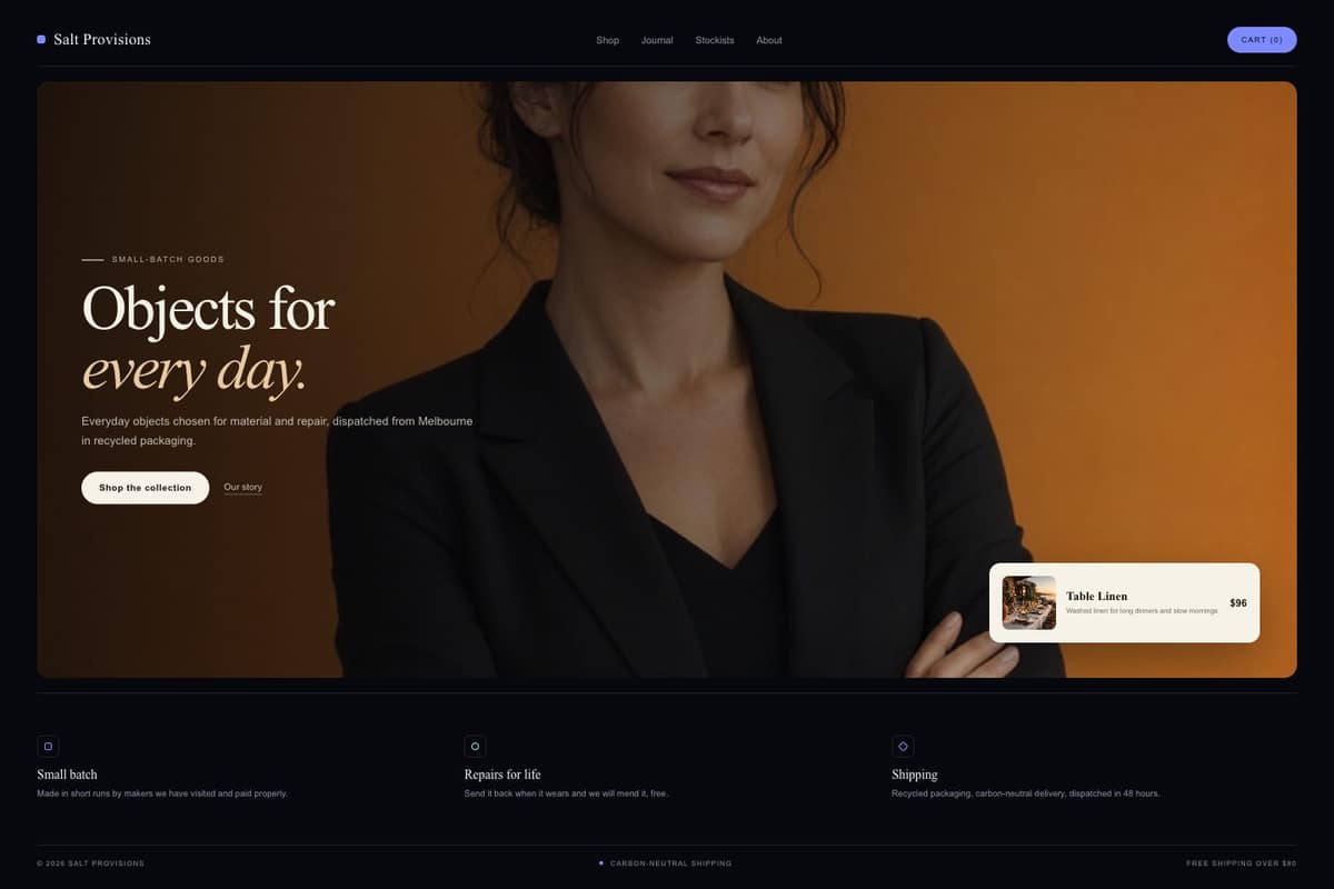 Salt Provisions — full page preview