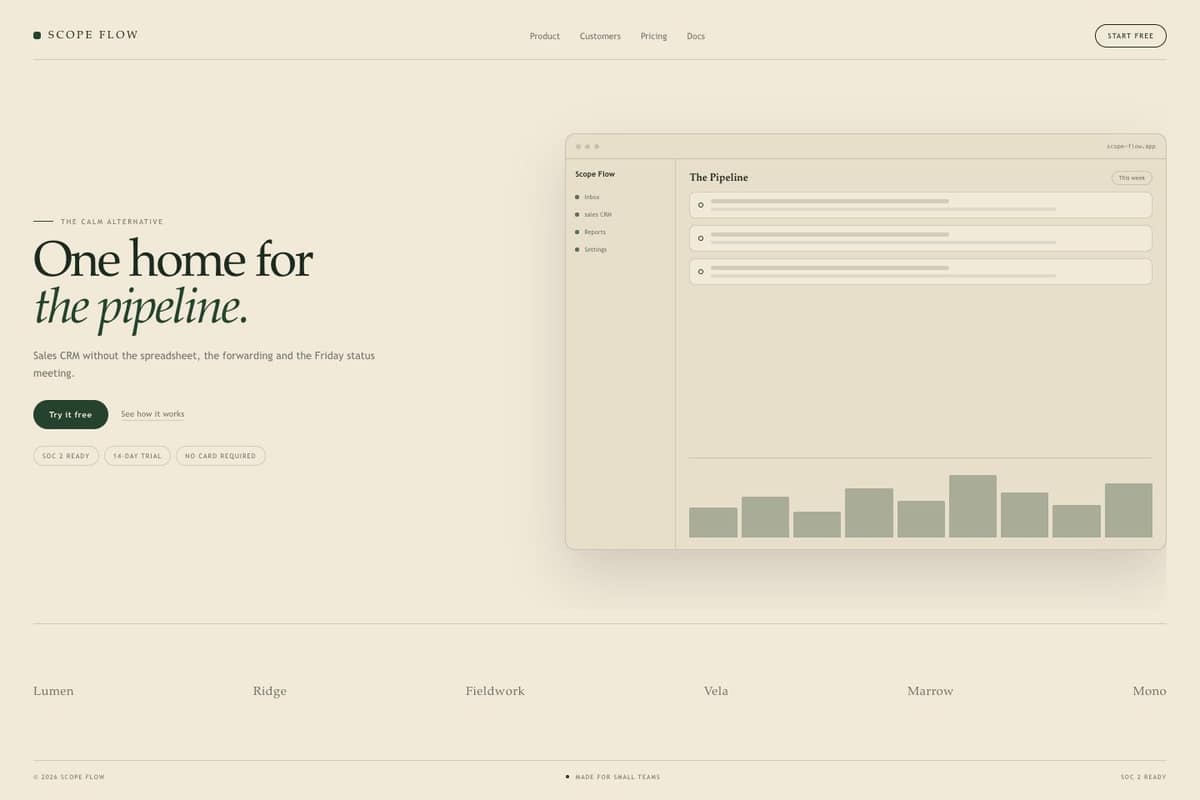 Scope Flow — full page preview