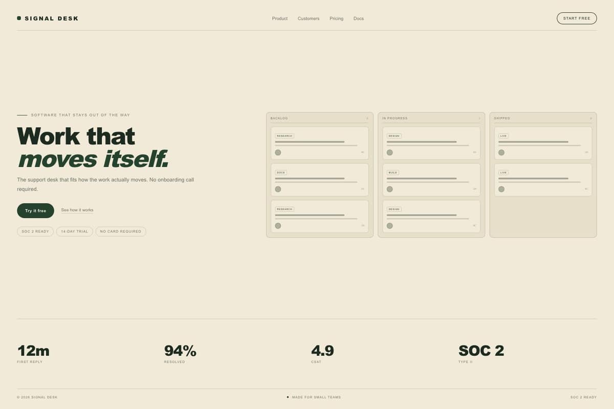 Signal Desk — full page preview