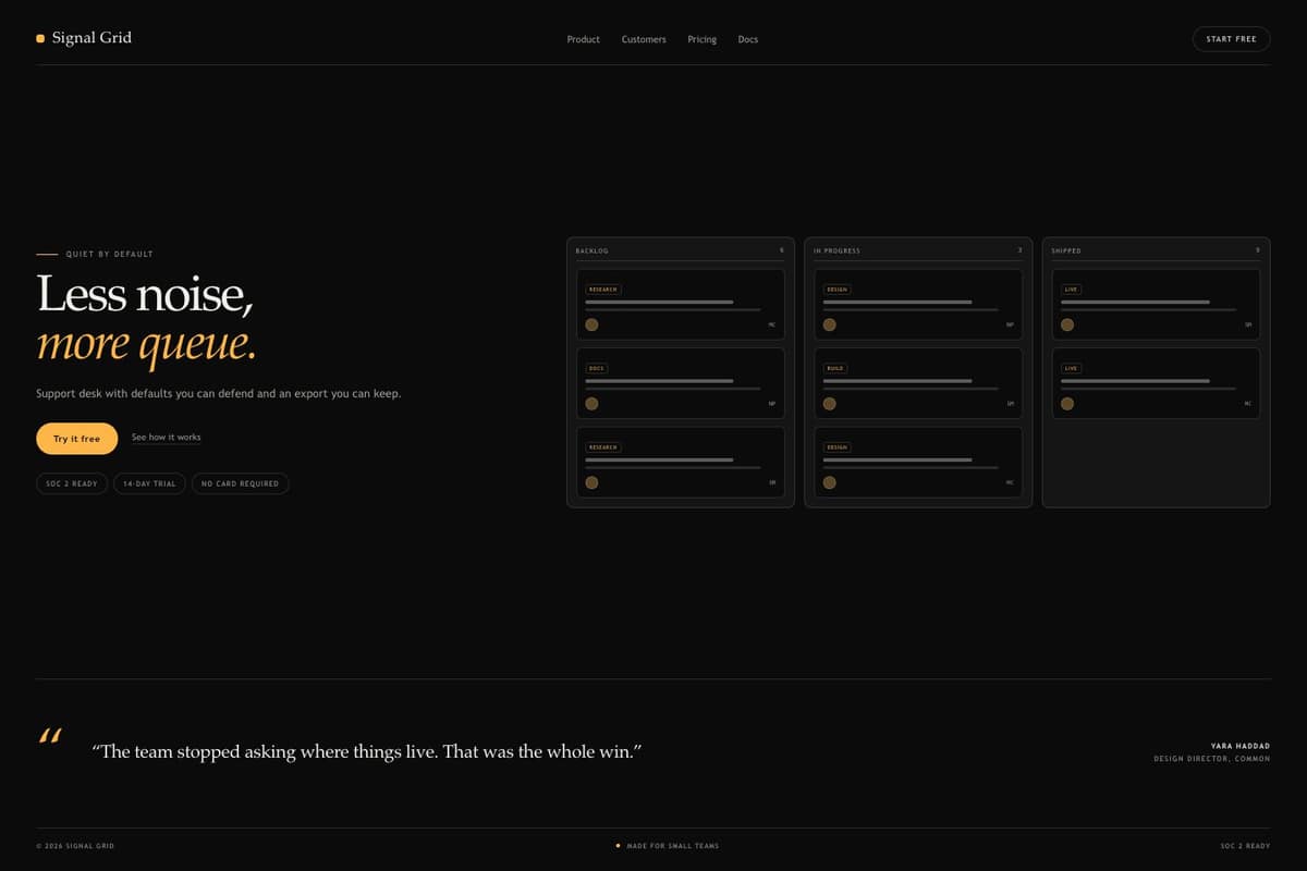 Signal Grid — full page preview