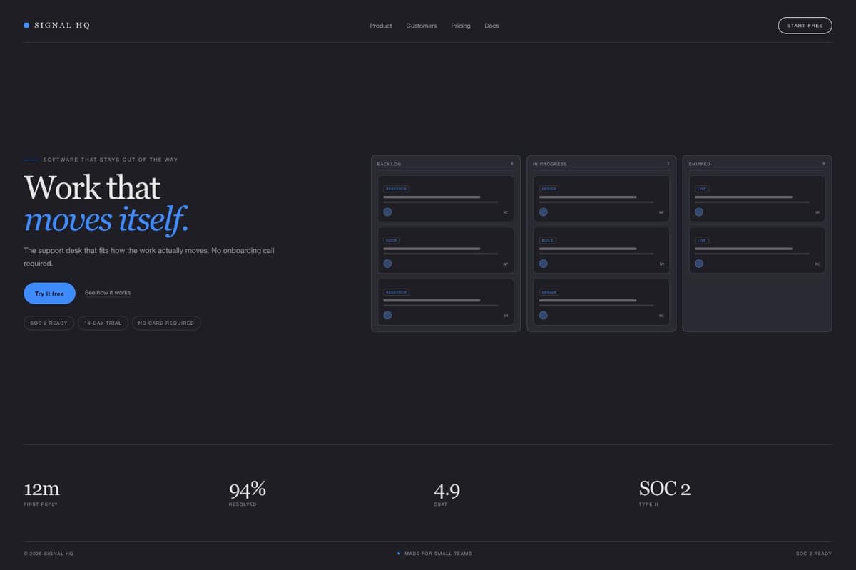 Signal HQ — full page preview