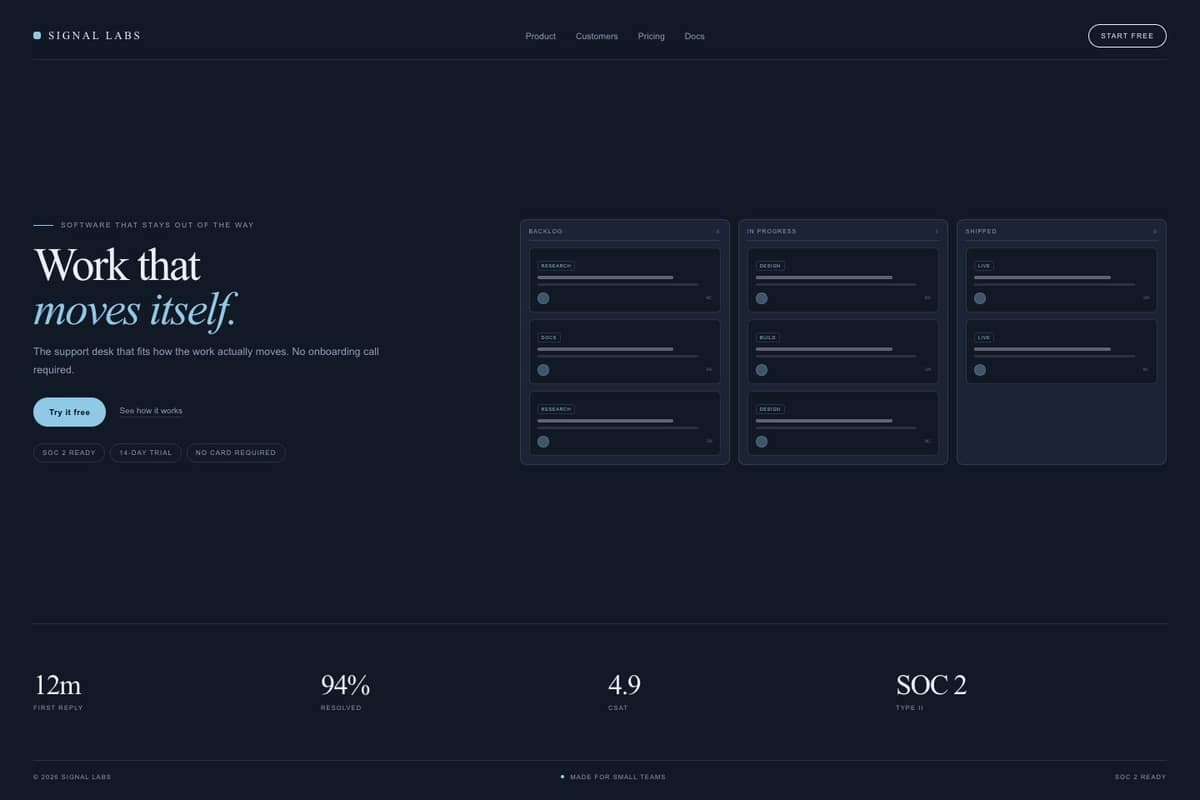 Signal Labs — full page preview