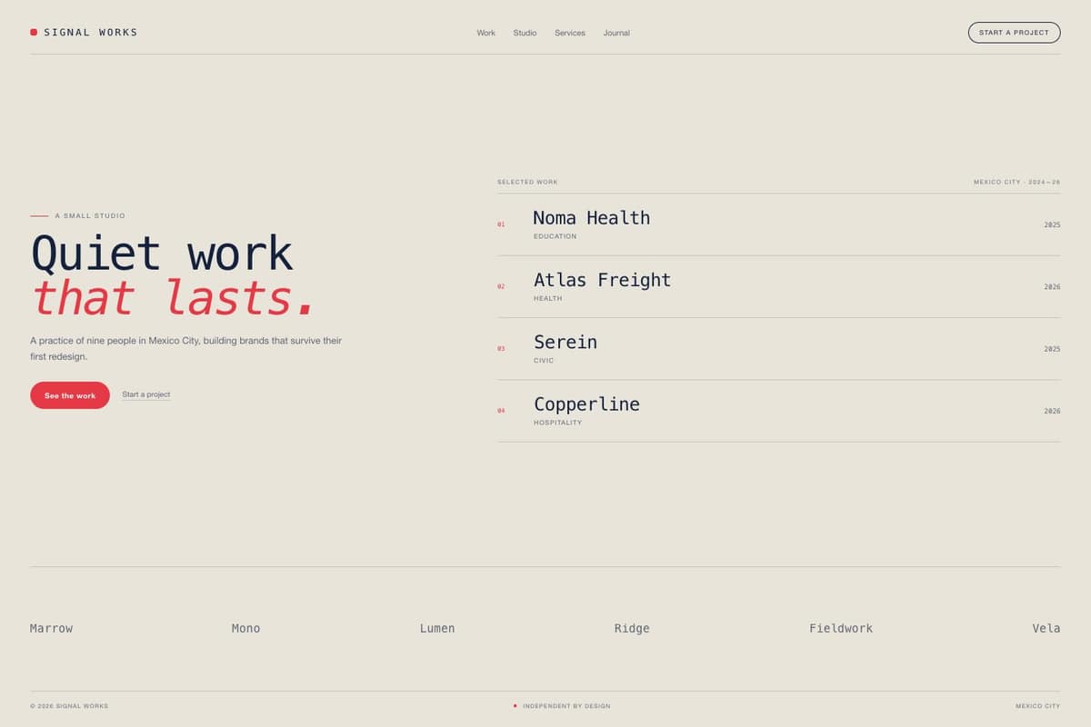 Signal Works Agency — full page preview