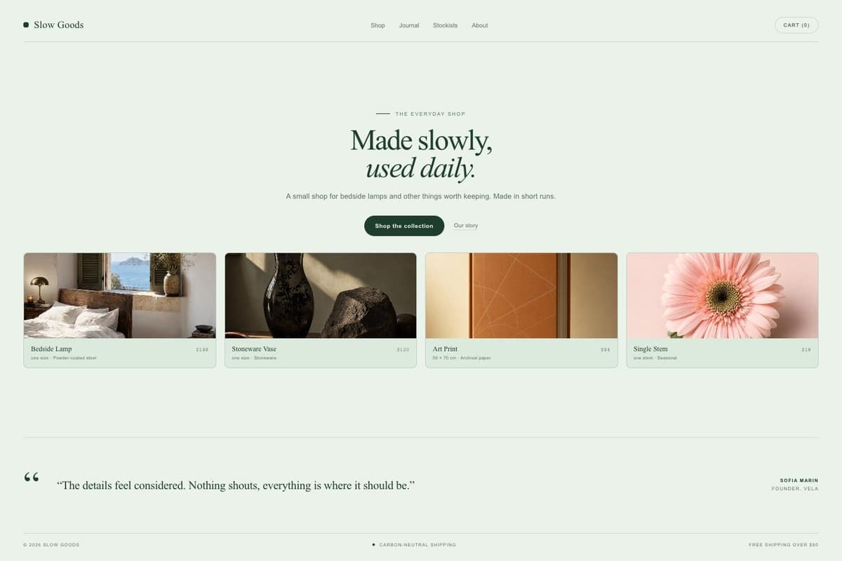 Slow Goods — full page preview