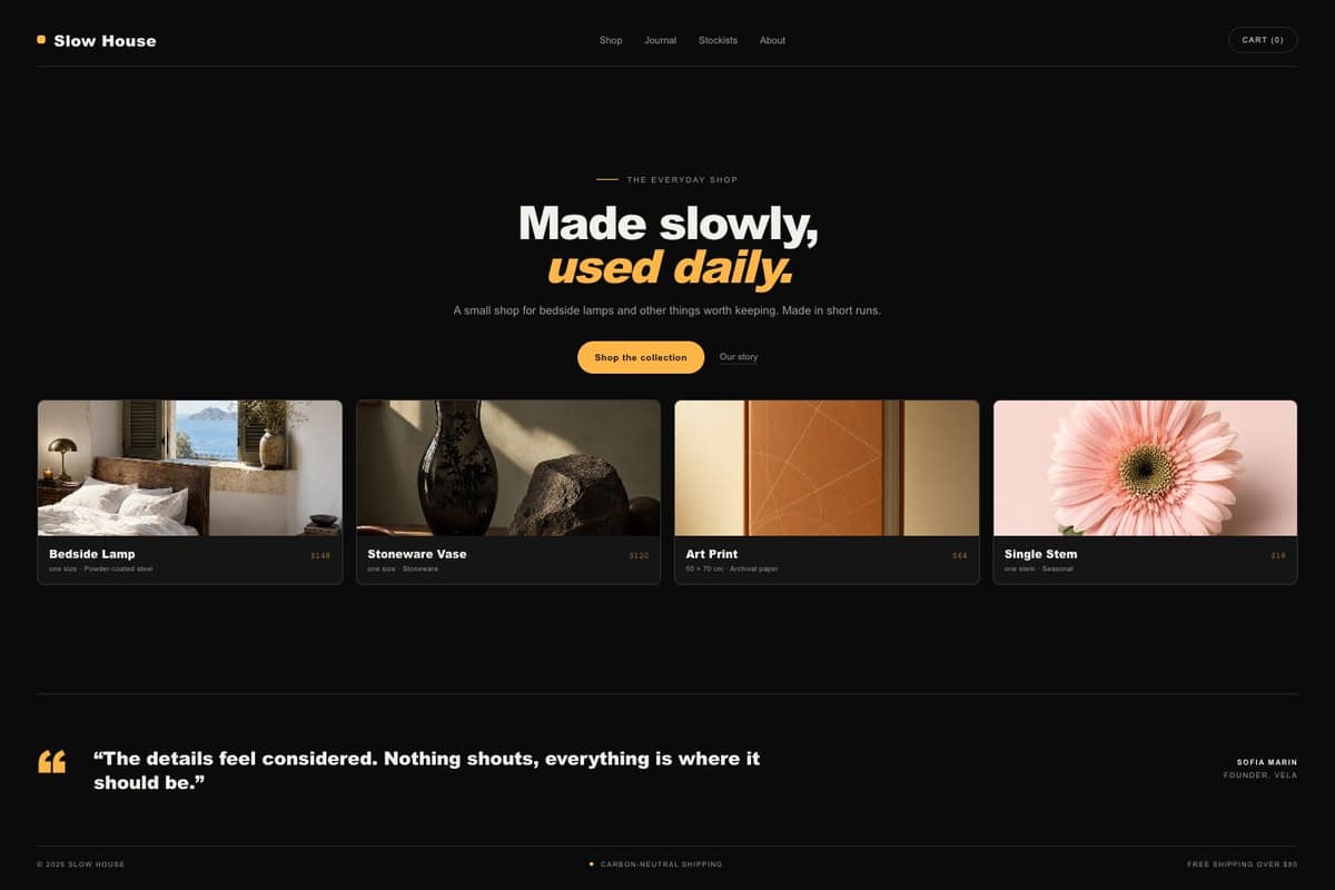Slow House — full page preview