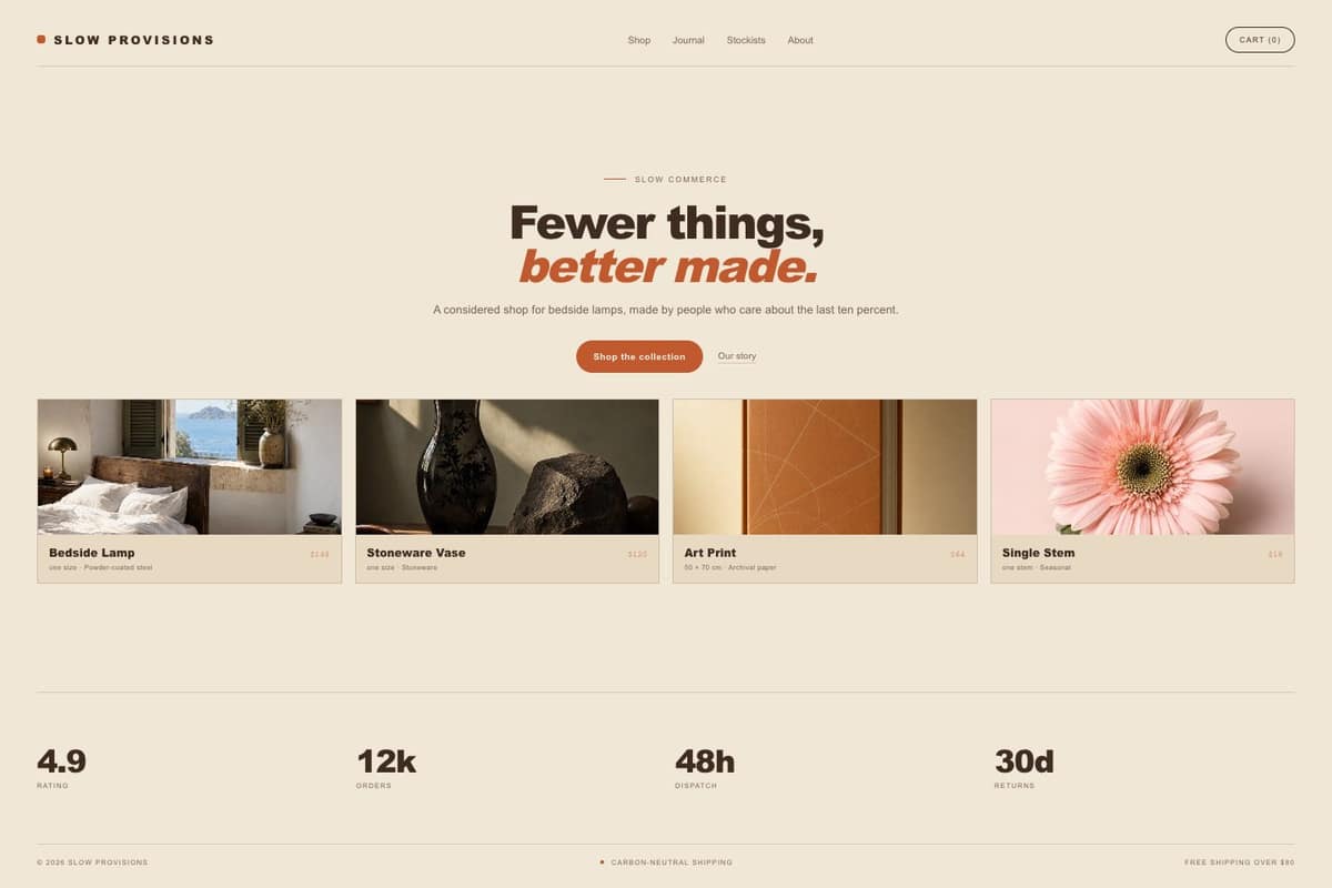 Slow Provisions — full page preview