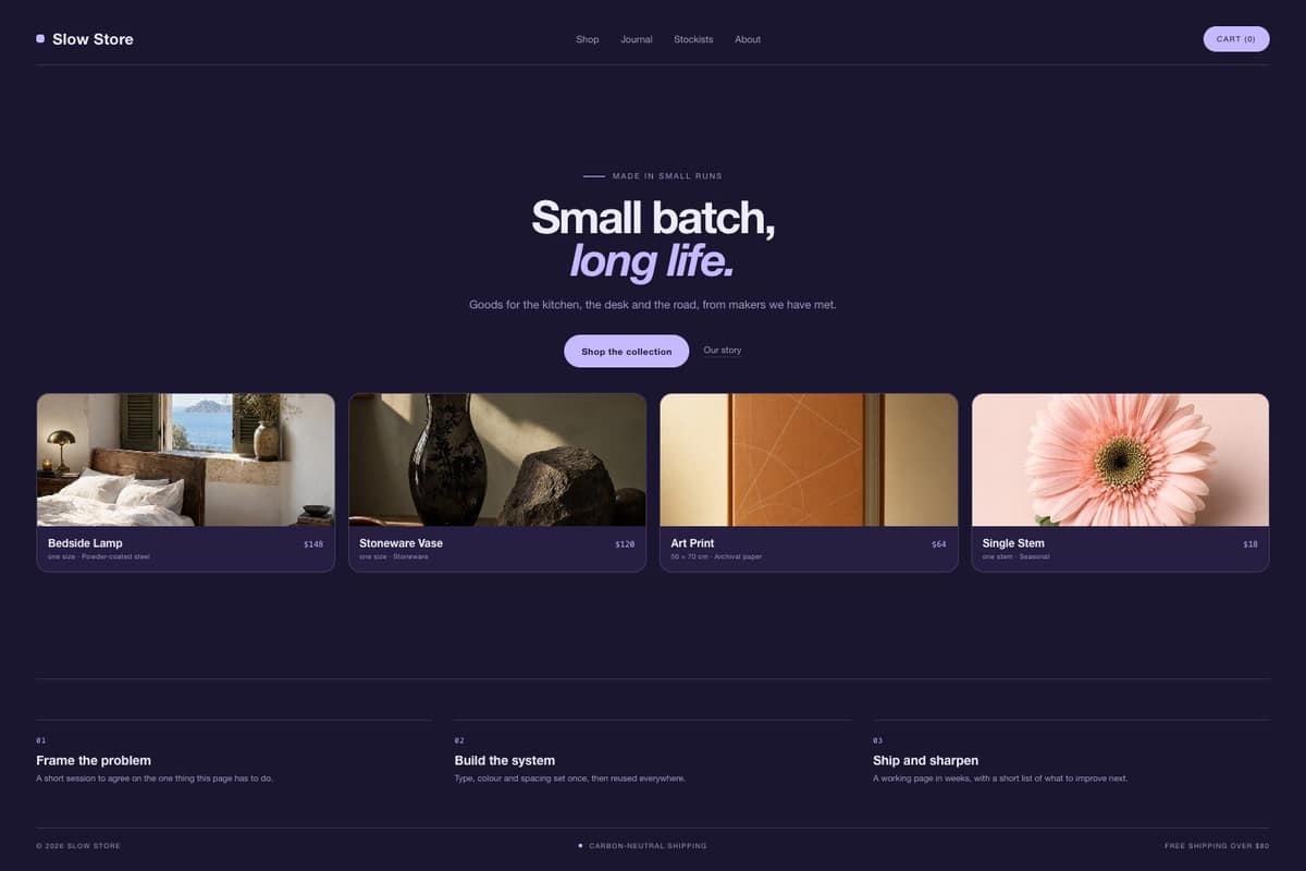 Slow Store — full page preview