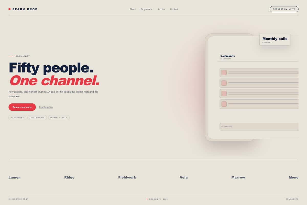 Spark Drop — full page preview