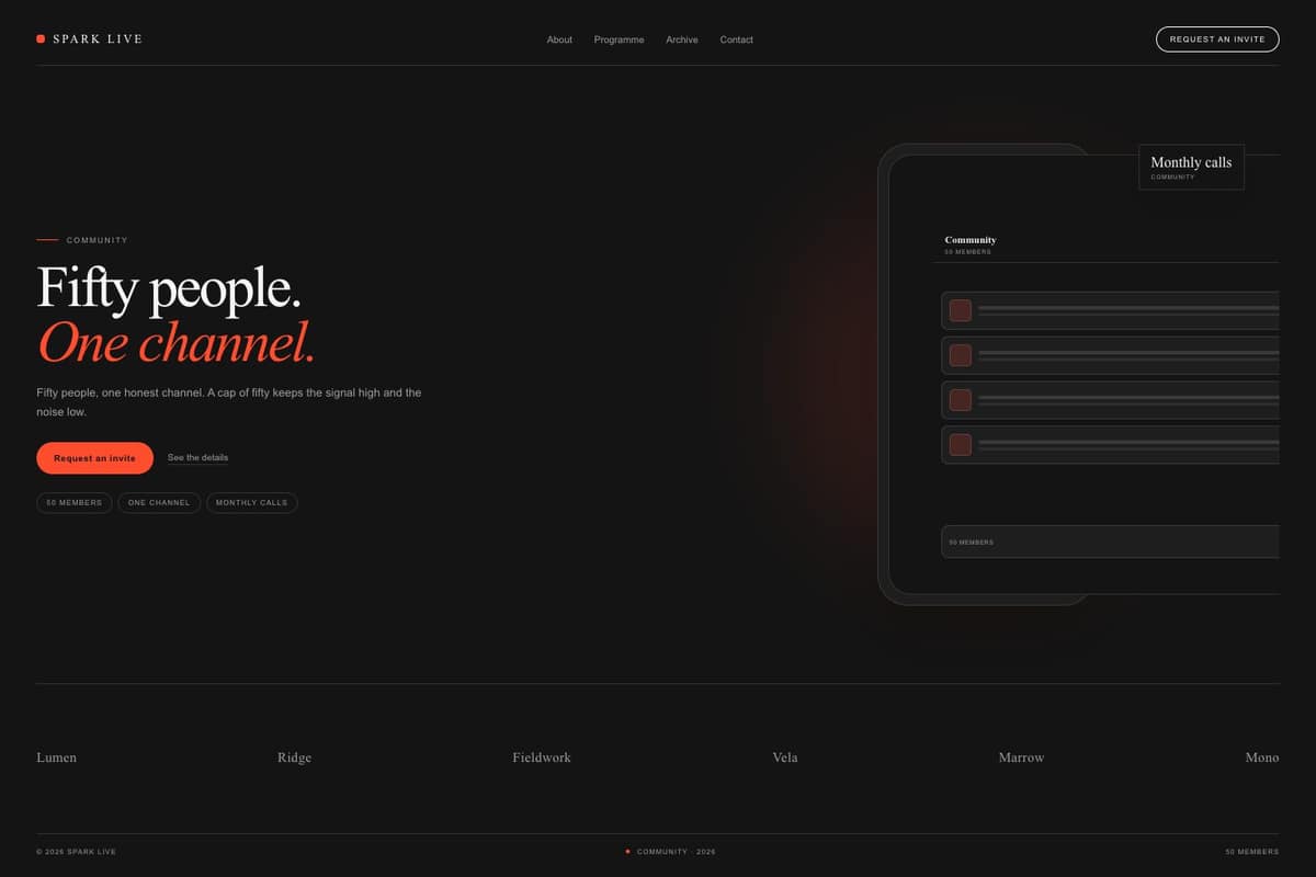 Spark Live — full page preview