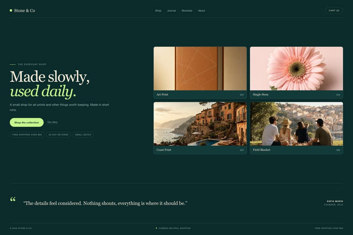 Stone & Co — full page preview