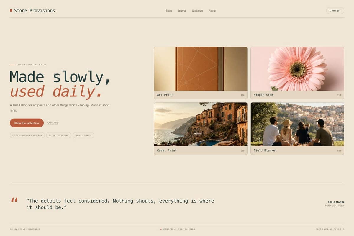 Stone Provisions — full page preview
